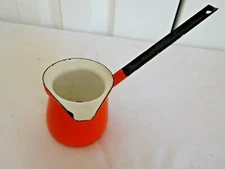 Vintage Huta Silesia ORANGE Turkish coffee cream syrup or sauce pot/ladle Poland