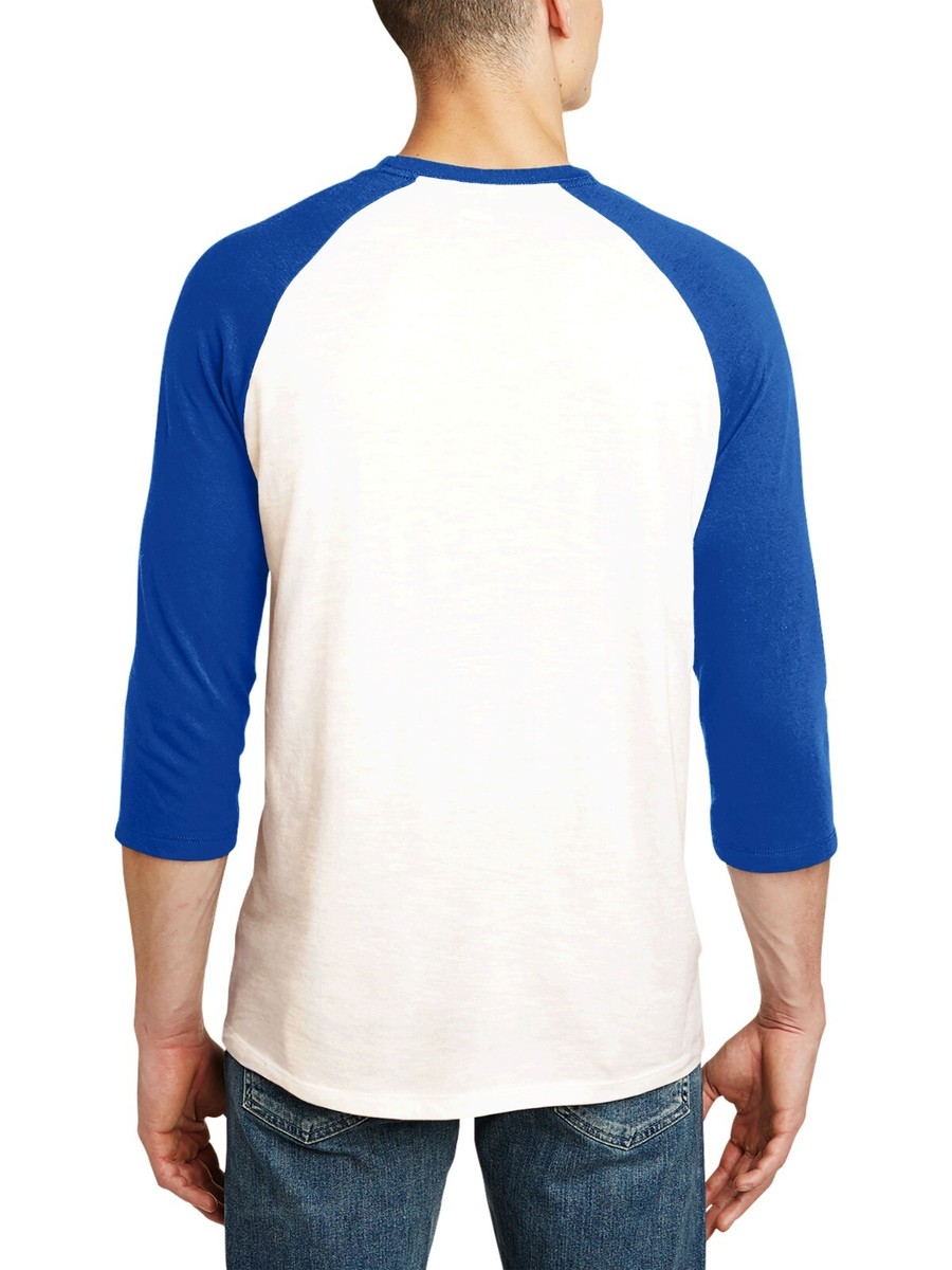 La Vista Frontale Della Maglietta Delle Maniche In Bianco Del Raglan 3/4 Con Colore Bianco - Foto 7