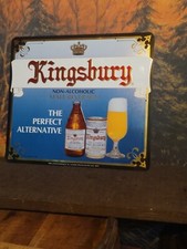 1986 KINGSBURY NON ALCOHOLIC MALT HELLEMAN Beer Metal SIGN NICE 14 x 12 1/2" N0S