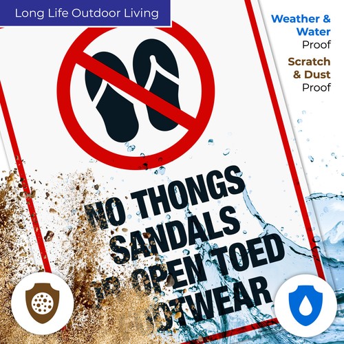 No Thongs Sandals Or Open Toed Footwear Sign, - Picture 53 of 87