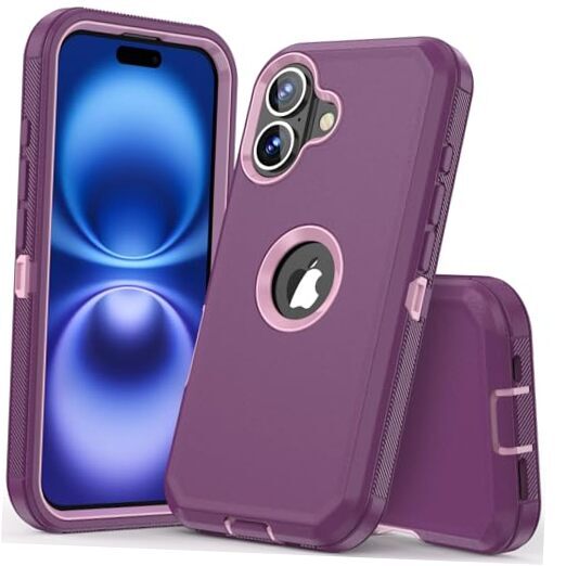 for iPhone 16 Case Full Body Drop Protection Rugged Case Shockproof 3 Purple