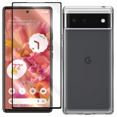 2in1 9H+ Tempered Glass Screen Protector TPU Back Case fit Google Pixel 6 Phone