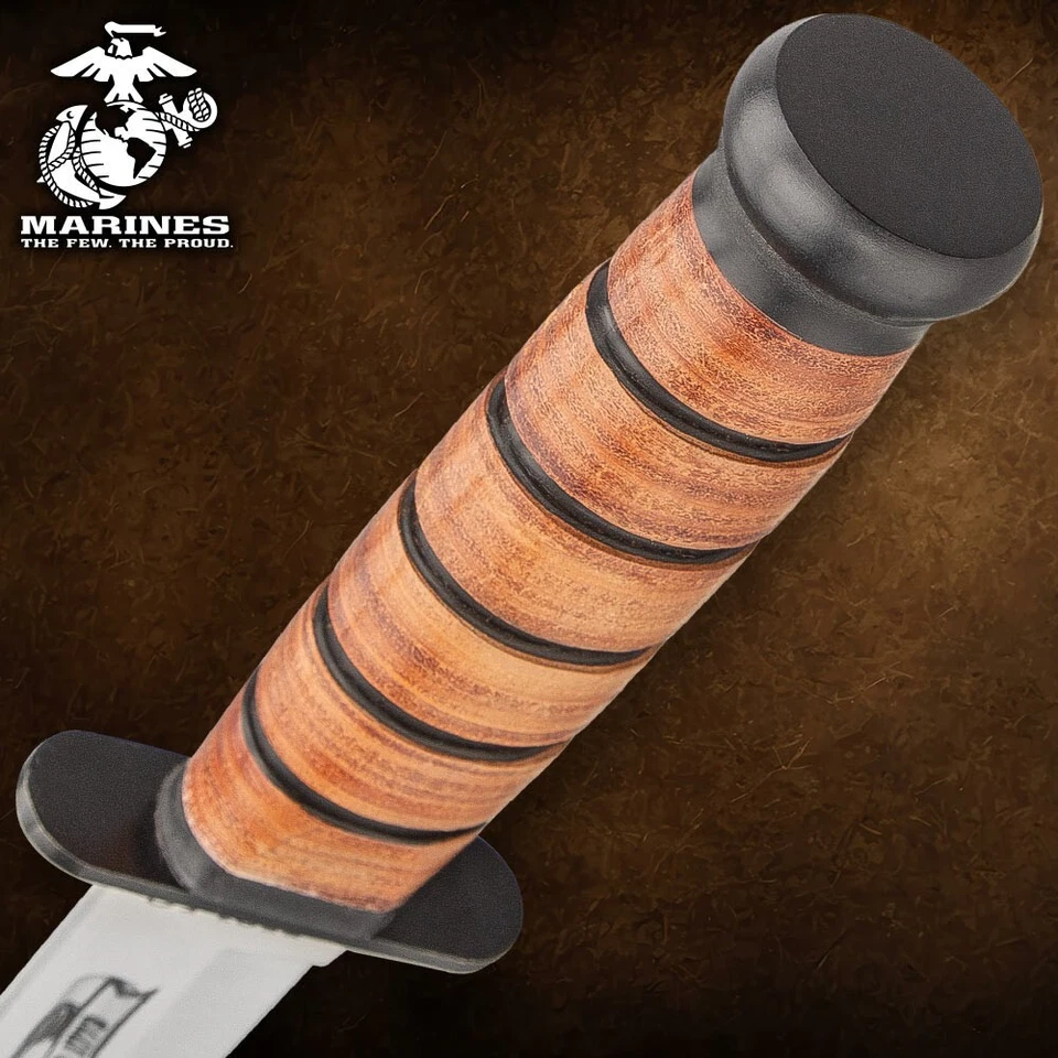 USMC Tribute Combat Knife and Sheath, 6 3/4” Stainless Steel Blade, Laser-Etched - Image 4 of 4