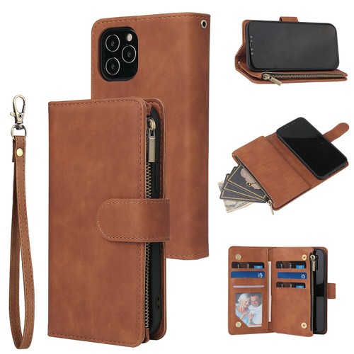 Zipper Flip Wallet Leather Card Case Cover For iPhone 14 13 12Pro 11 XR 7 8 Plus - Picture 30 of 36