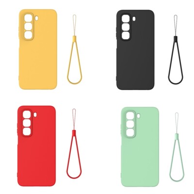 Wear-Resisting Premium Real Slim Silicone Case With Lanyard f Infinix Hot 50 5G