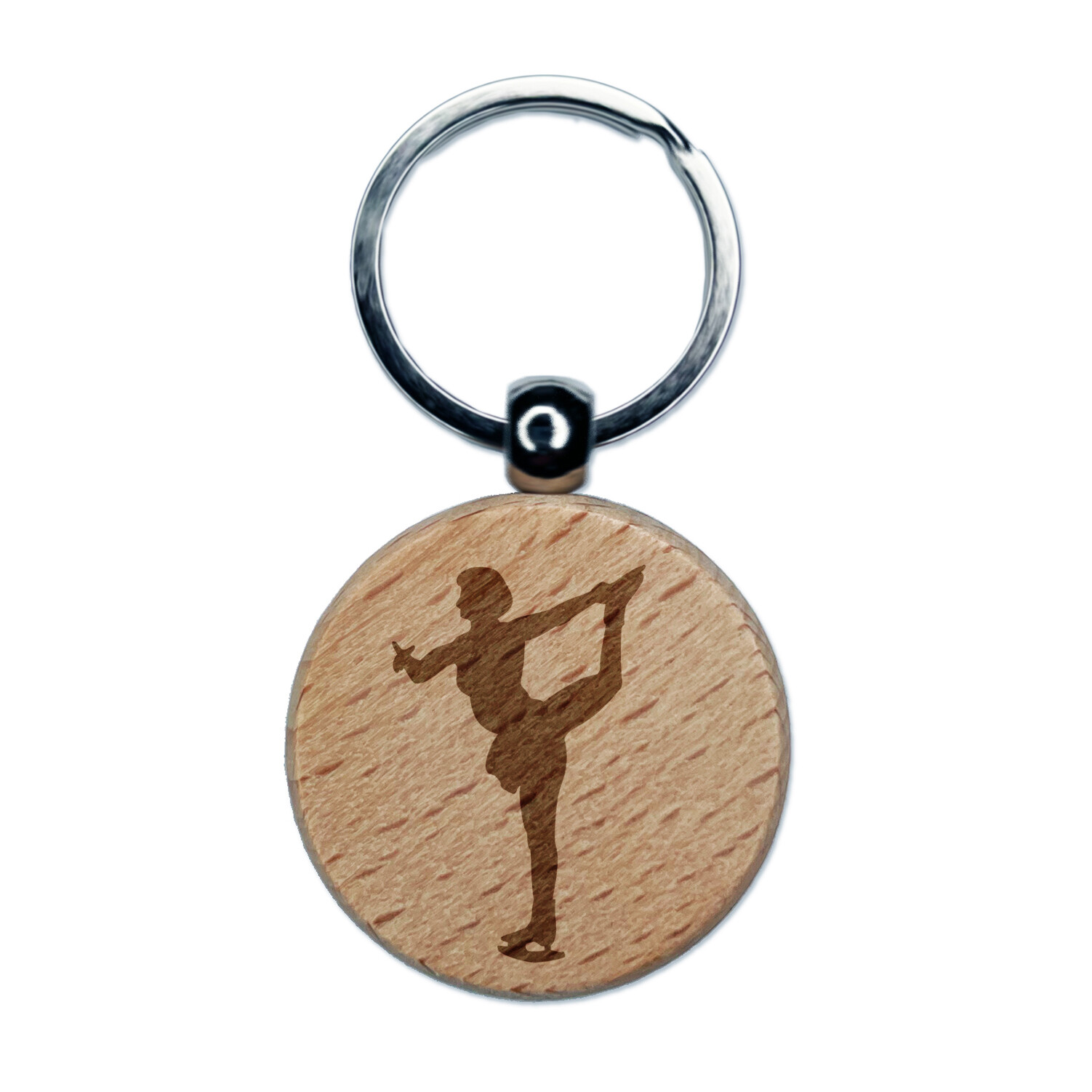 Engraved Wooden Ice Skater Keychain Charm for Skating Enthusiasts