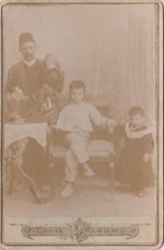 OTTOMAN VINTAGE CABIN PHOTOGRAPH - FATHER AND CHILDREN