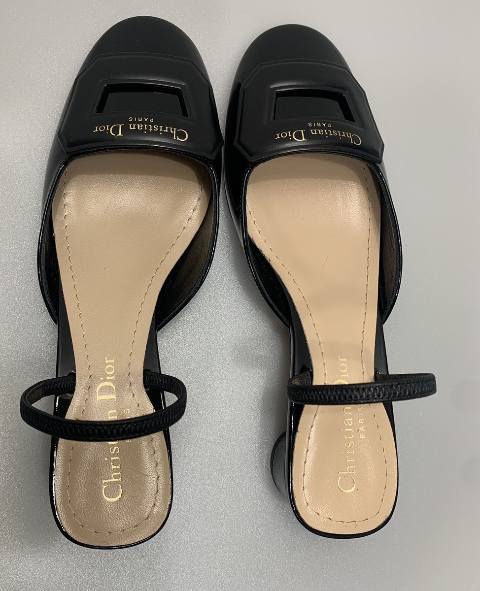 CHRISTIAN DIOR Day Slingback Pumps Patent Black 35mm Size 37 | eBay