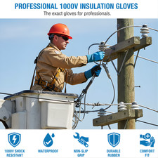 1000V Insulated Work Gloves High Voltage Electrical Rubber Safety Lineman Glove
