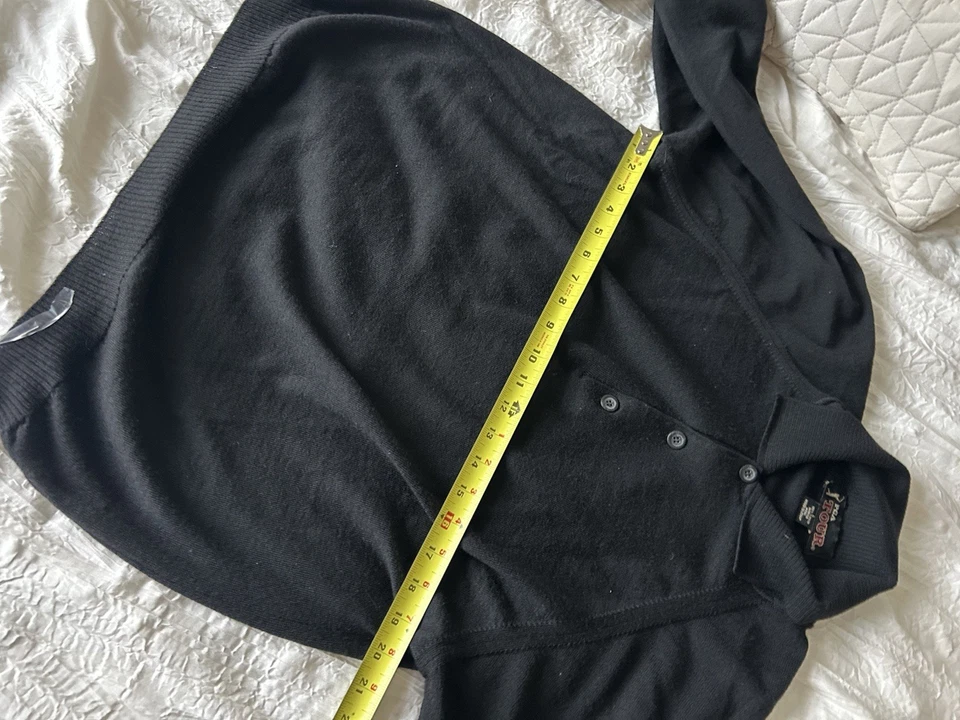 复古 PGA 巡回赛黑色 Polo 毛衣美利奴羊毛意大利完好高尔夫永不磨损学院风 — 第 3/4 张图片