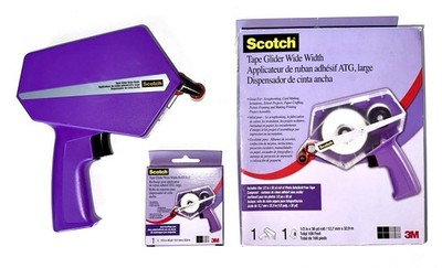 3M Scotch Tape Glider Wide Width ATG Double Sided Tape Gun W/ Tape-Purple- New
