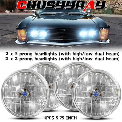 4X 5-3/4'' 5.75'' Halogen Projector Headlight Hi/Lo For Buick Riviera 1963-1974 A