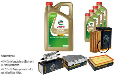 Inspektionspaket Castrol EDGE Titanium 5W-30 LL 9L für Audi TT 2.0 TTS