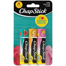 ChapStick Lip Balm,Summer Collection 3-Pack 12 packs Watermelon,lemonade,peach
