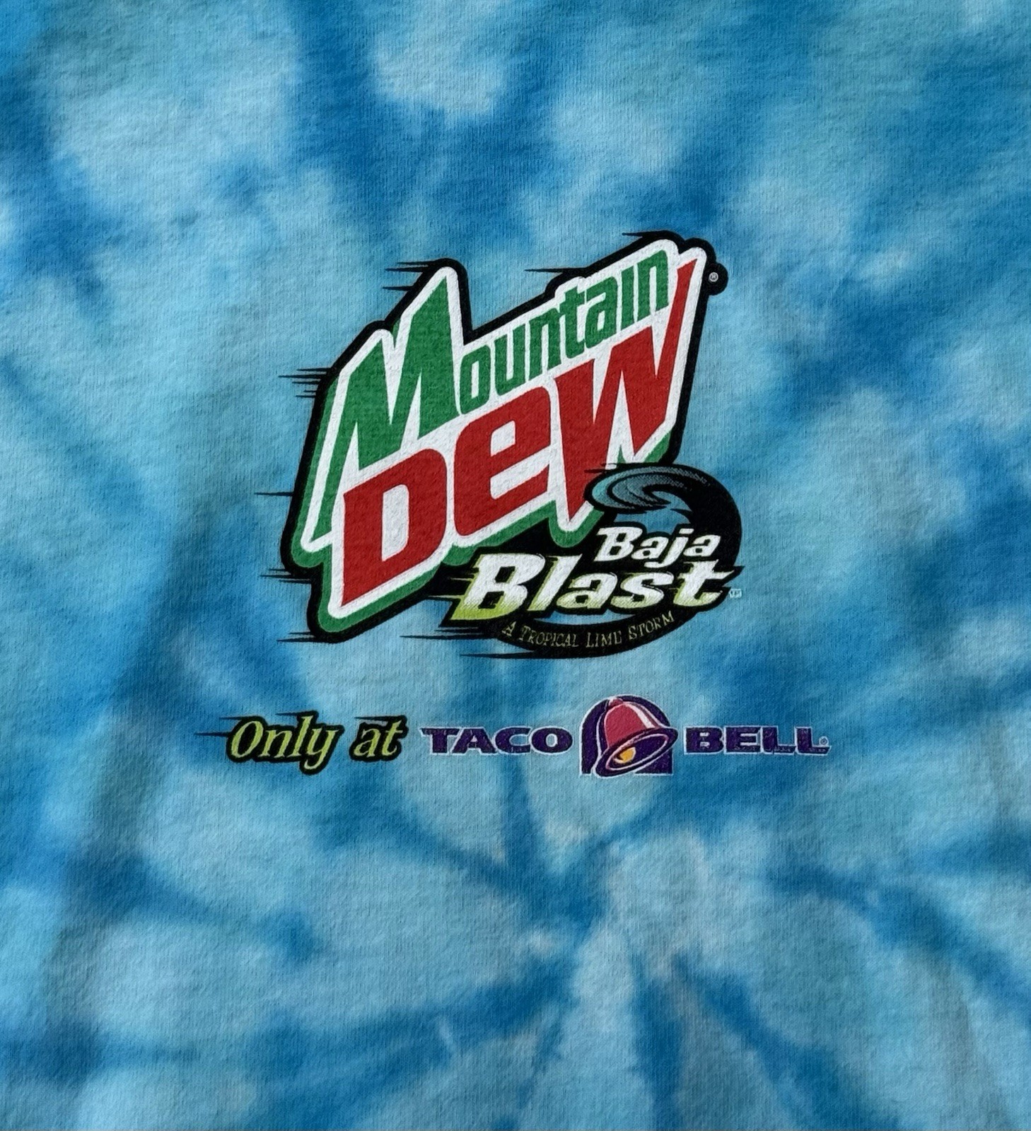 Vintage Y2K Liquid Blue Mountain Dew Baja Blast Tie Dye Promo Shirt XL Taco Bell image 3
