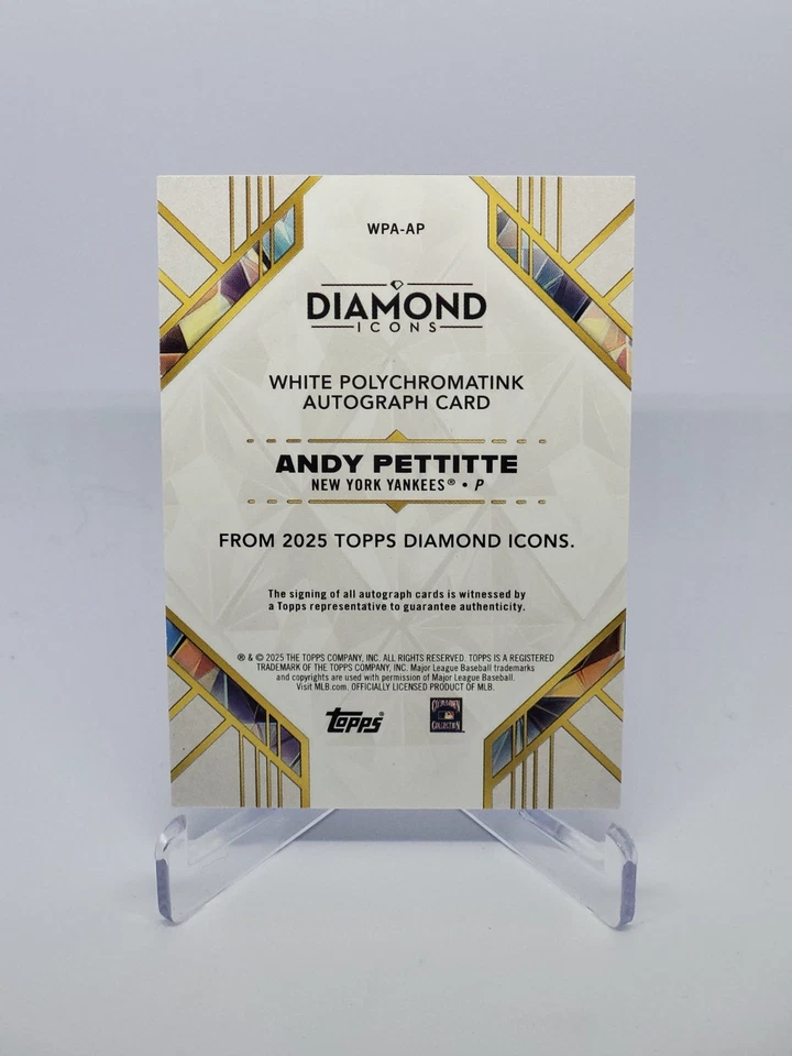 Andy Pettitte 2025 Diamond Icons White Polychromatink Purple Auto 7/10 Yankees - Image 2 of 2
