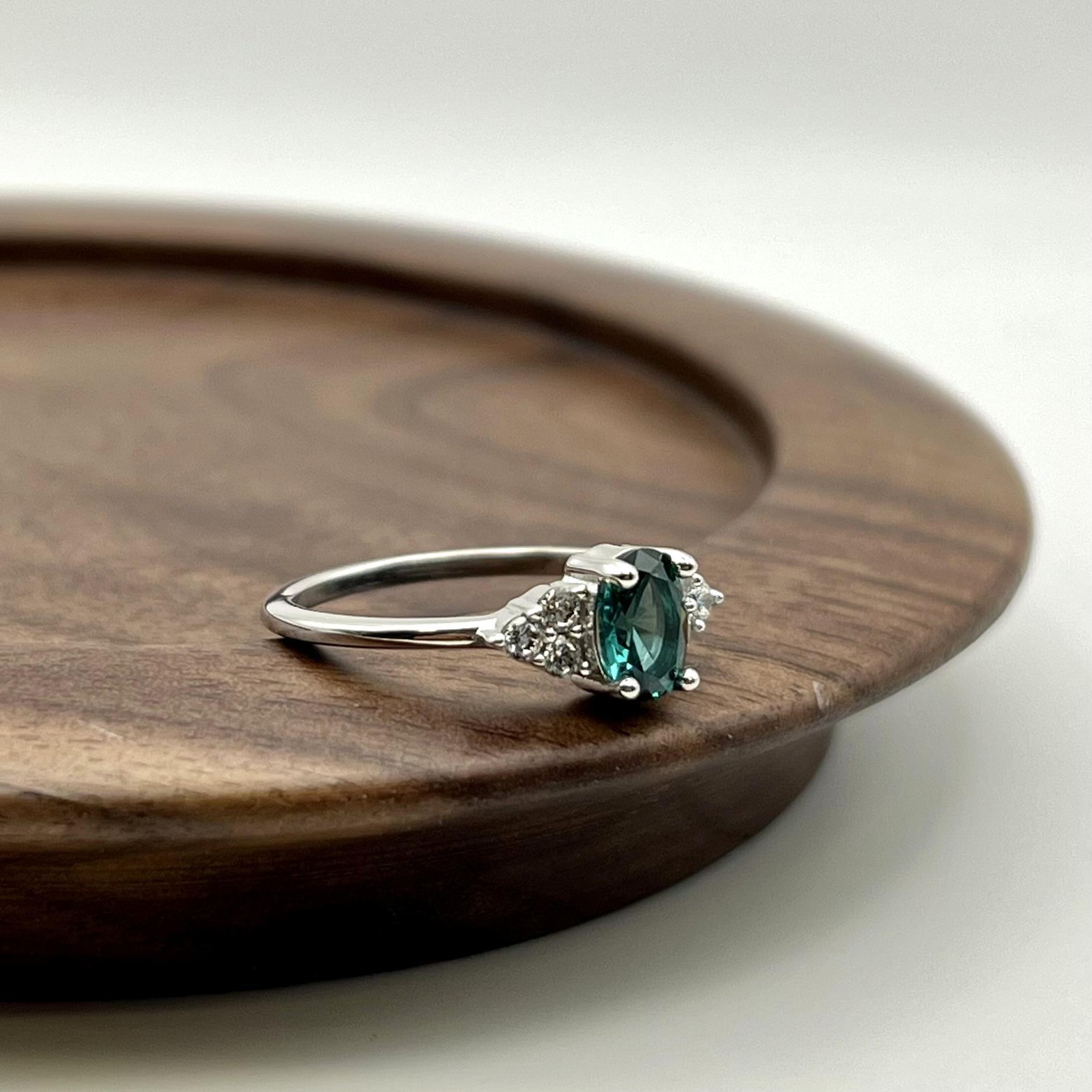 Bague solitaire en argent 925 avec pierre verte, le cadeau idéal T56 - 3