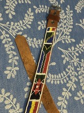 Vintage Leather Hand Beaded Western Navajo Indian Belt 45 Inches