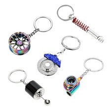 5 PCS Car Parts Model Key Chains, Metal Turbo Keychain Set, Trendy Shock