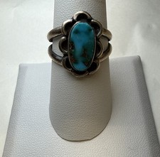 Vintage Navajo Sterling Silver Turquoise band Ring size 8