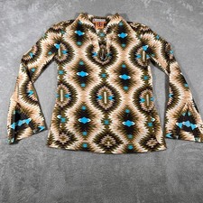Tory Burch Bergdorf Goodman Tunic Top Women Size 0 Brown Geometric Boho Casual