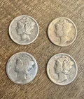 Lot Of 4 Liberty Dimes 1925, 1934, 1934, 1944