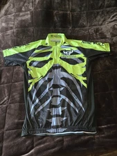Nine Bull Cycling Jersey Mens L Black/Neon Skeleton Full Zip  Racing 3pocket