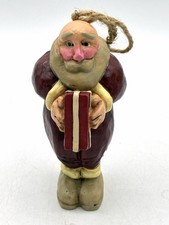 Vintage 2001 Santa Claus Resin Christmas Ornament 4.5 Primitive Folk Style