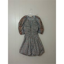 Ulla Johnson Gwen Dress Chalcedony Marble Print Puff Sleeve Mini Size 6