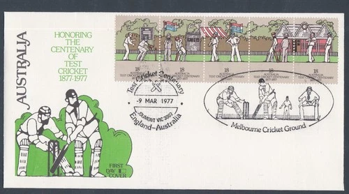 AUSTRALIA 1977 FIRST DAY COVER CRICKET MATCH GAME SPORTS + CACHET