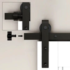 CCJH 4FT-20FT Sliding Barn Door Hardware J Shape Roller Set Single/Double/Bypass