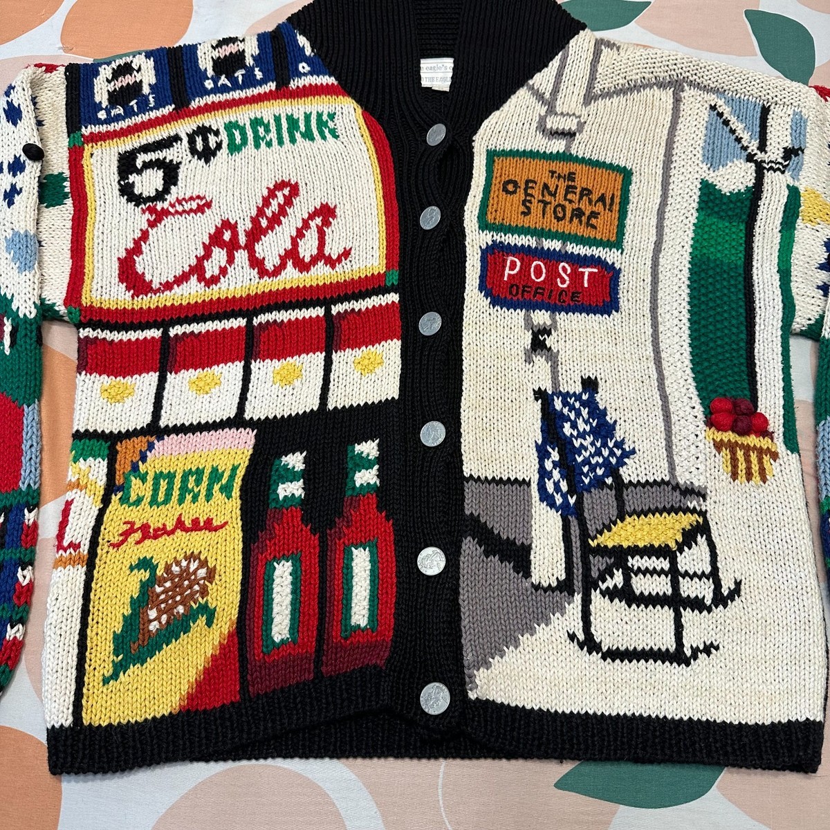 VINTAGE The Eagle's Eye Cardigan Sweater Women's Medium General Store Patchwork View 4