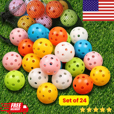 24 Pack Practice Golf Balls 40mm Limited Flight Plastic Training Colored