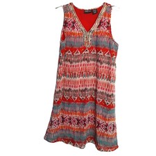 Jennifer Lauren Dress Size Large Sleeveless Beaded Lined Pullover Boho