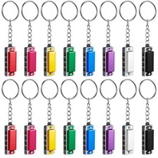 16 Pcs Mini Harmonica Keychain Bulk Music Party Favors,Multicolor