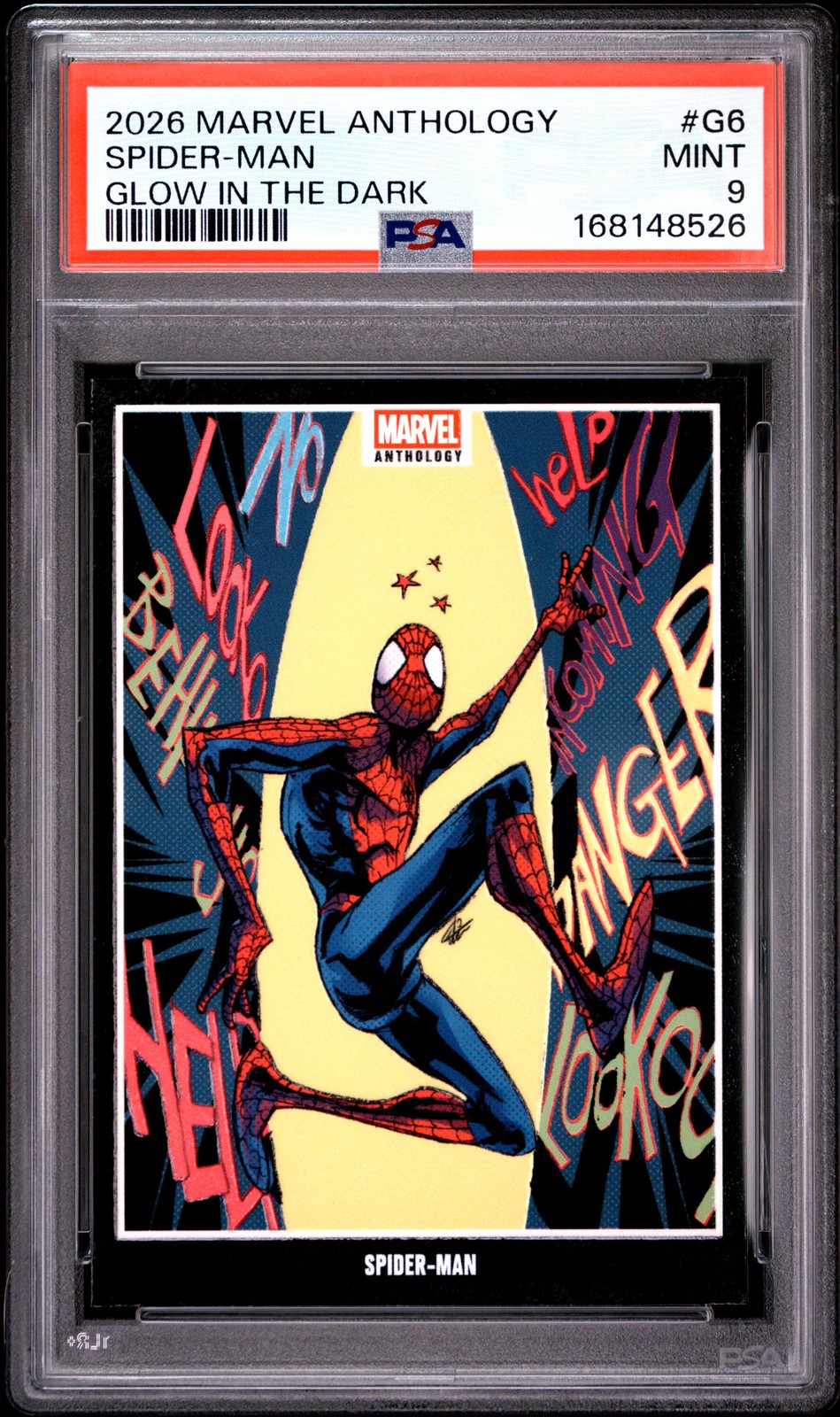 PSA 9 2026 Panini Marvel Anthology Glow In The Dark SPIDER-MAN G6 Topps Chrome