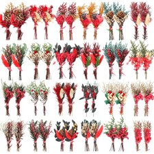 48 Pack 6 Inch Christmas Mini Dried Flower Bouquets Bulk Red Green Dried Flow...