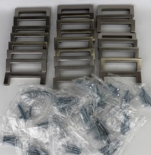 Lot Of 25 - Drawer Pulls Square Nickel Finish / Silver With Screws. 3 3/8x 1 1/8
