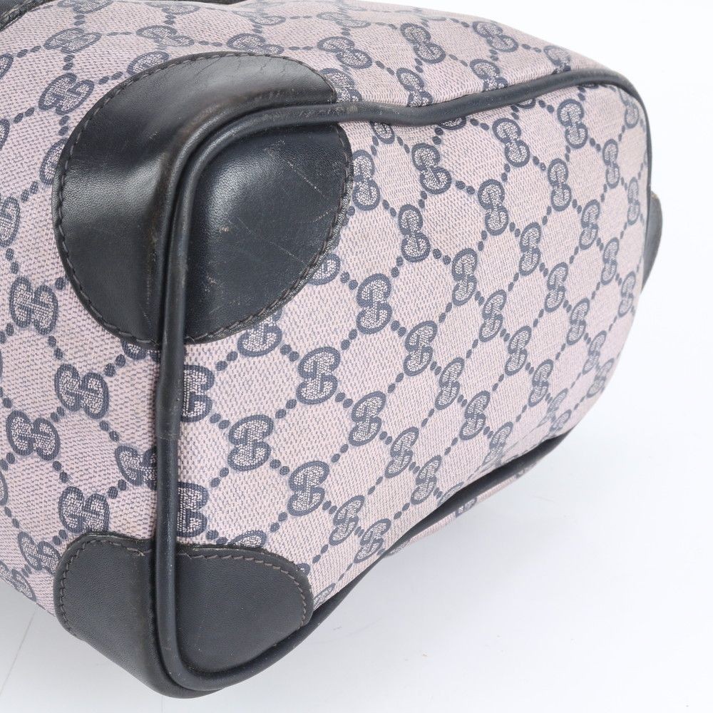 GUCCI Vintage GG Sherry Leather Mini Boston Handbag Navy Blue From Japan thumbnail 20