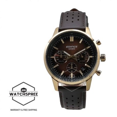 Casio Edifice Chronograph Brown Leather Strap Watch EFR575CL-5A EFR-575CL-5A
