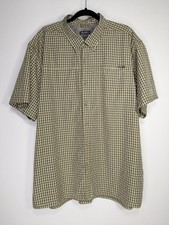 Eddie Bauer 2XL Green Plaid Performance Button Up Hiking Short Sleeve Shirt