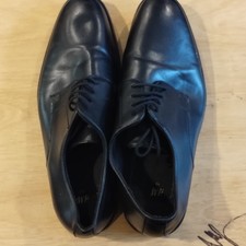 H M Men's Black Leather Derby Dress Shoes Round Toe Lace-Up   A48 