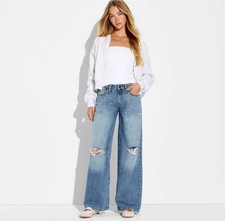 Women's Low-Rise Baggy Jeans - Wild Fable Dark Wash 6 New