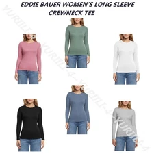EDDIE BAUER WOMEN'S LONG SLEEVE CREWNECK TEE SELECT COLORS & SIZES NEW