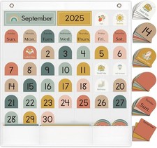 Classroom Monthly Calendar Pocket Chart for Kids Learning, 105 Cards Wall Boh...