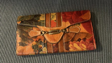 Patricia Nash leather long wallet floral/classic brass EUC