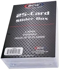 2 BCW 25 Card 2-Piece Storage Boxes New Case Sports Trading Gaming Slider Clear