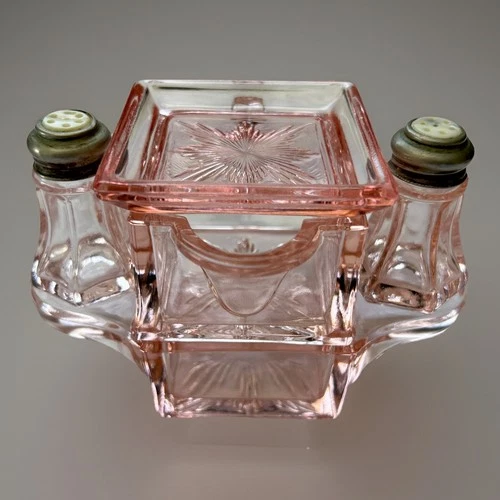 Westmoreland Pink Depression Stacking Breakfast Set- Creamer Sugar S&P & Butter