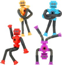 Easter Basket Stuffers for Kids, Robot Pop Tubes Fidget Toys (4 Pack) - Sensory 