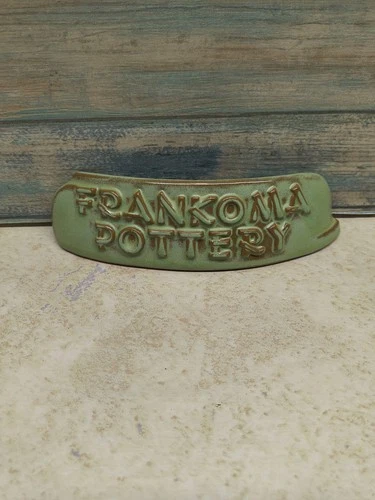 FRANKOMA POTTERY Dealer Display Sign Table Or Shelf (Green Ceramic) Collectible